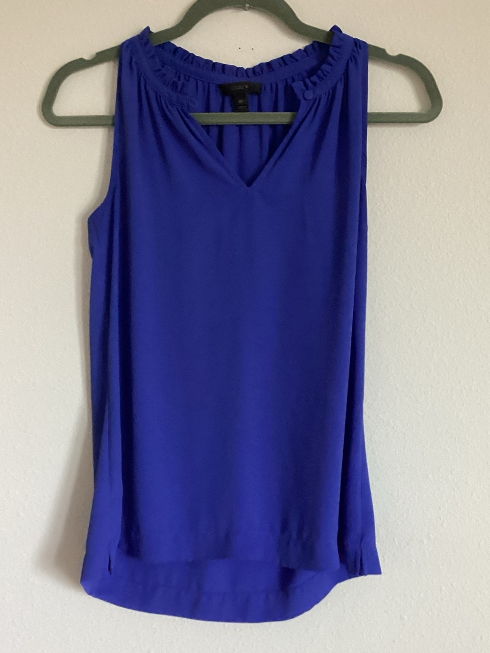 J. Crew Royal Blue Ruffled V-Neck Sleeveless Camisole